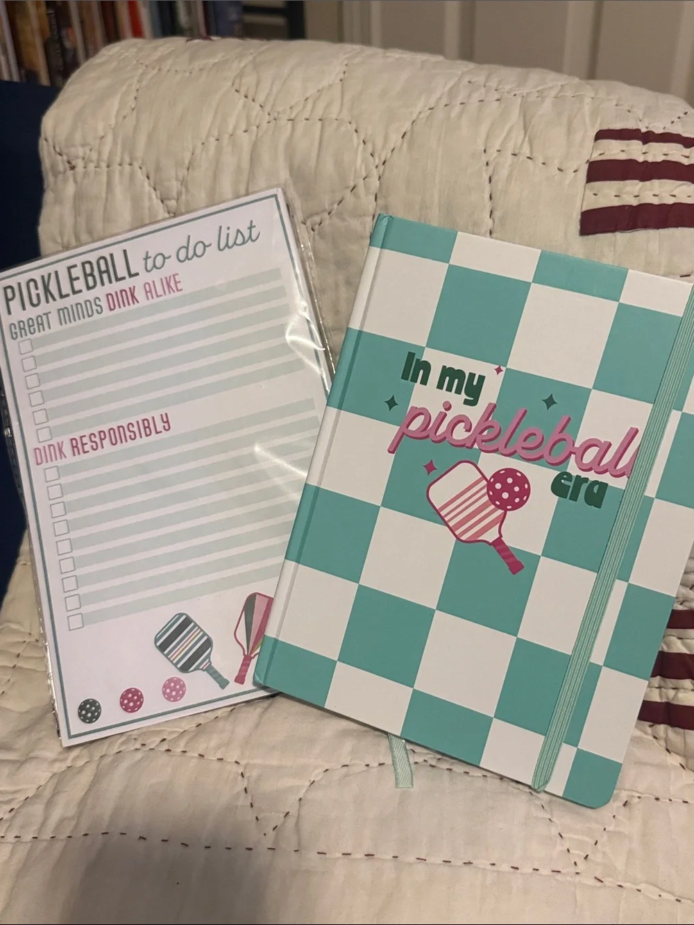 Pickleball Journal & To-Do Notepad Set - Teal and Pink